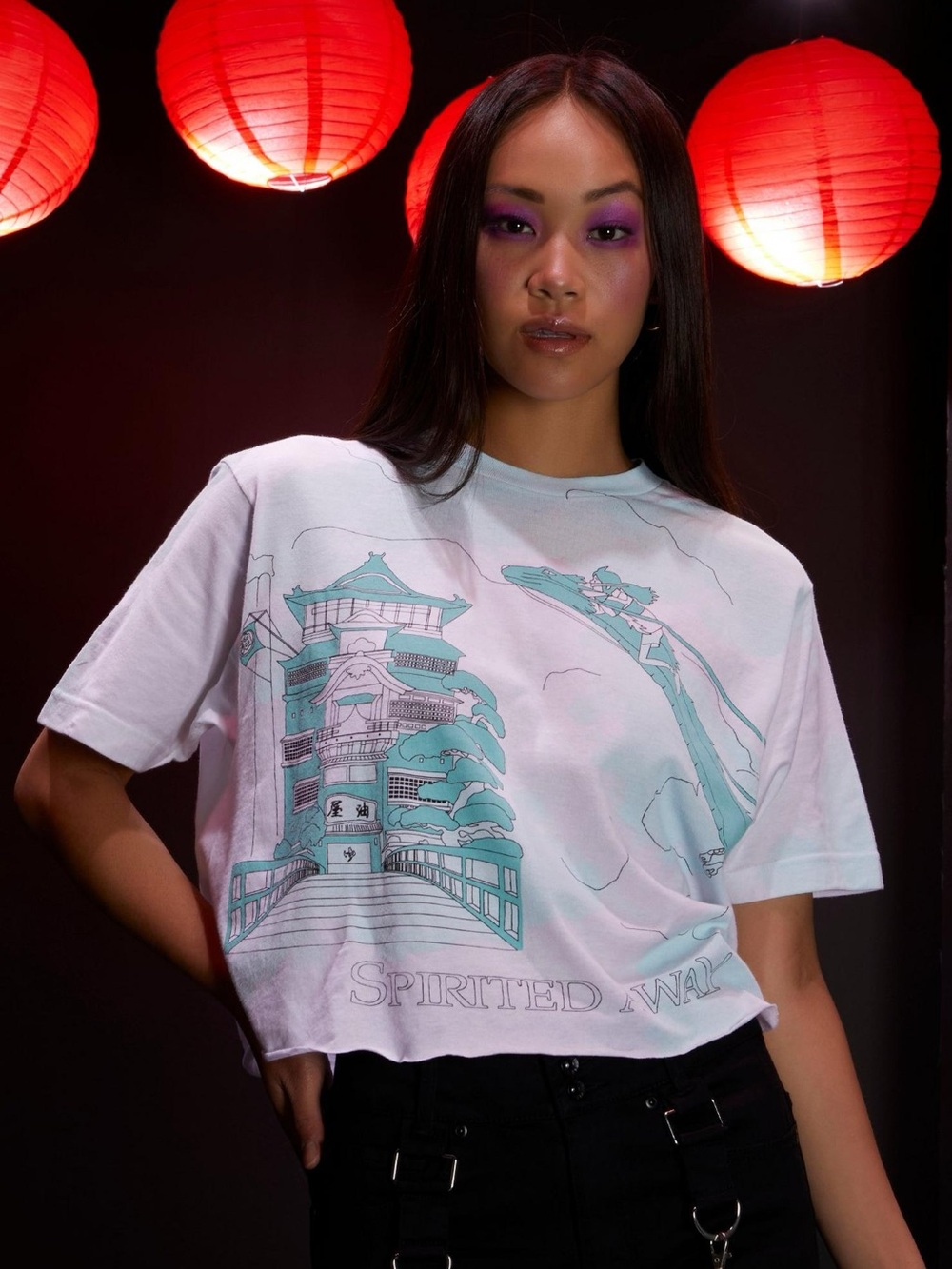 Hot Topic Studio Ghibli Spirited Away Teal Girls Crop T-Shirt RARE HTF Small
